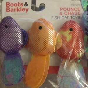 Boots and Barkley Catnip Pounce and Chase  Glitter fish Cat toys  12 pack